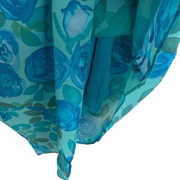 Y2K Vintage Rabbit Granny floral asymmetrical V-neck chiffon dress women’s 16* - Picture 7 of 11